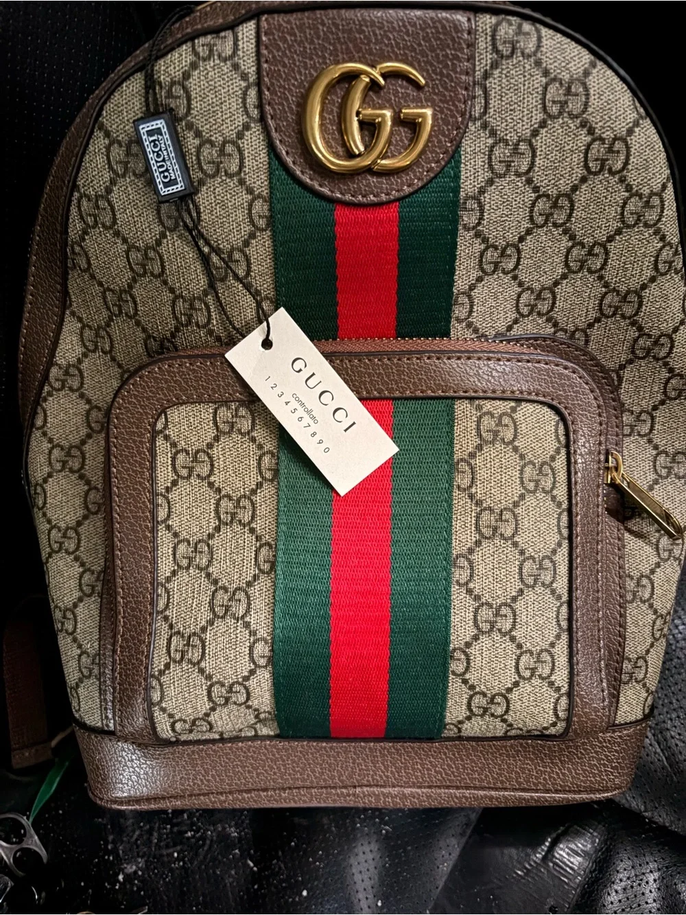 Gucci GG Supreme Canvas Backpack with Signature Web Stripe
